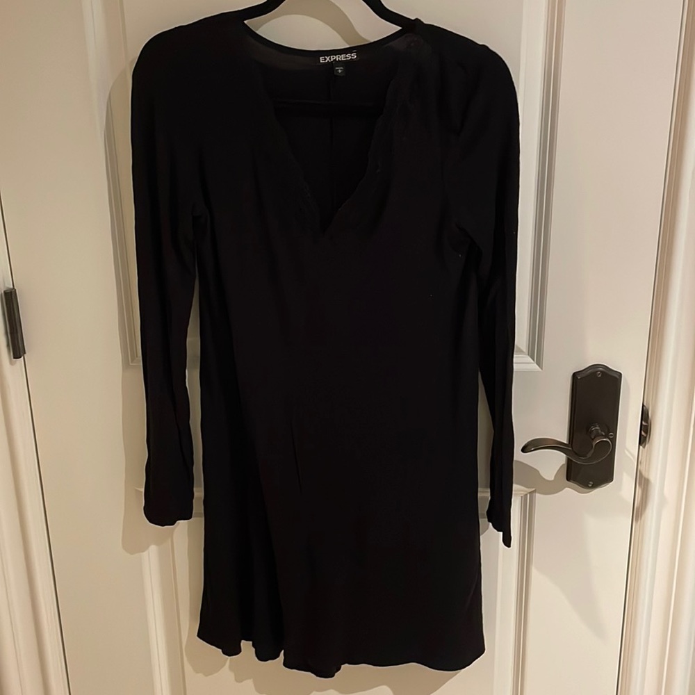 Black express shift dress with lace detailing